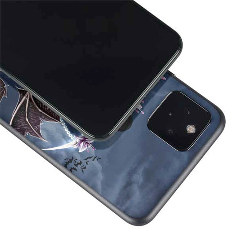 Gothic Moon with Bats and Flowers by Sarah Richter Google Pixel 4a 5G Skin